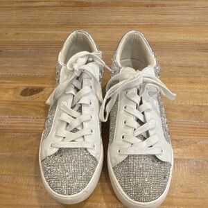Steve Madden Silver and White Rhinestone Women's Sneakers